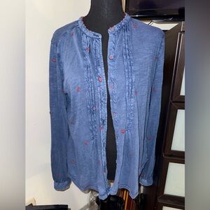 Lucky Brand Embroidered Blouse Size L NWT new